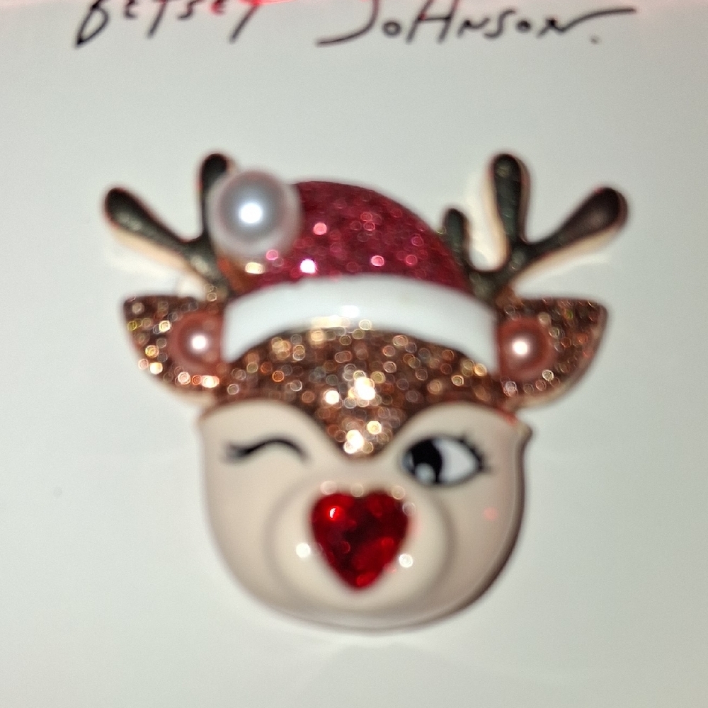 Betsey Johnson Festive Reindeer Brooch NWT - Picture 5 of 5